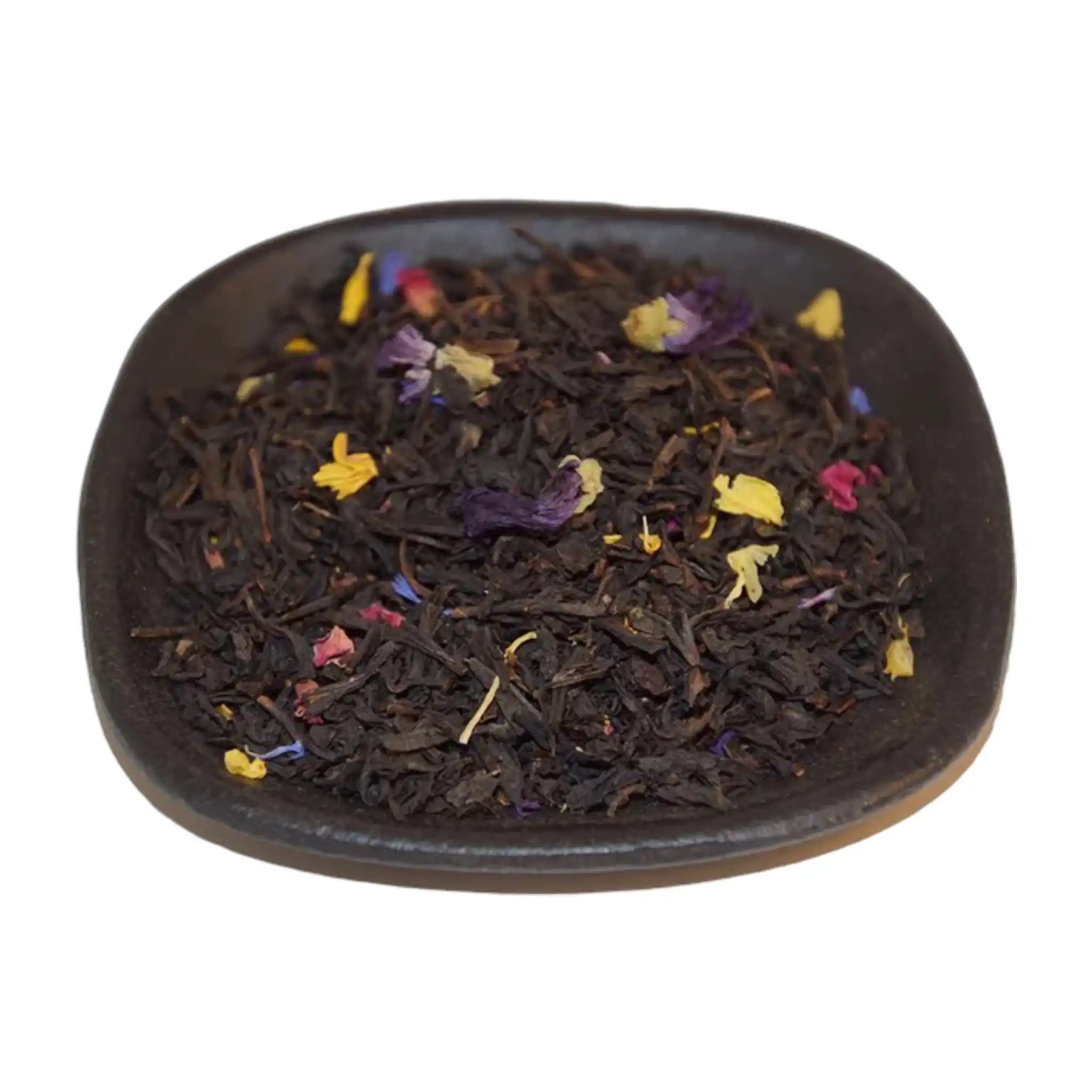 blåklint, blå malva, solrosor, ringblommor, rosenblad och arom.