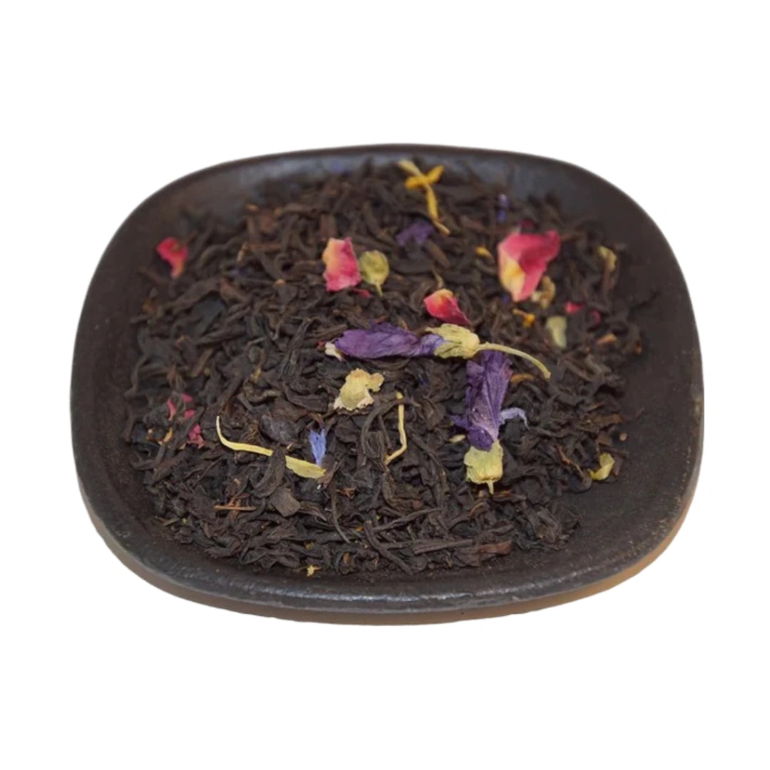 svart te med smak av tutti-frutti.