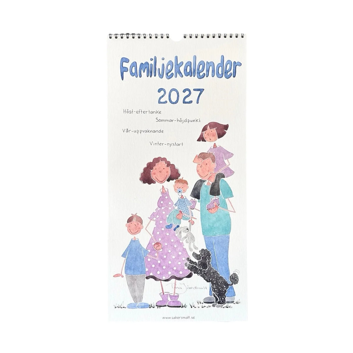 Familjekalender av Tina Järdhult 2027. Framsida