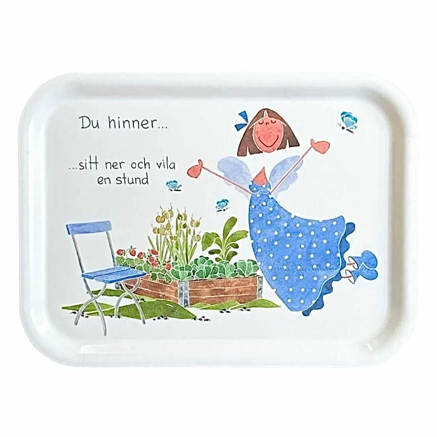 Frukostbricka med texten Du hinner...