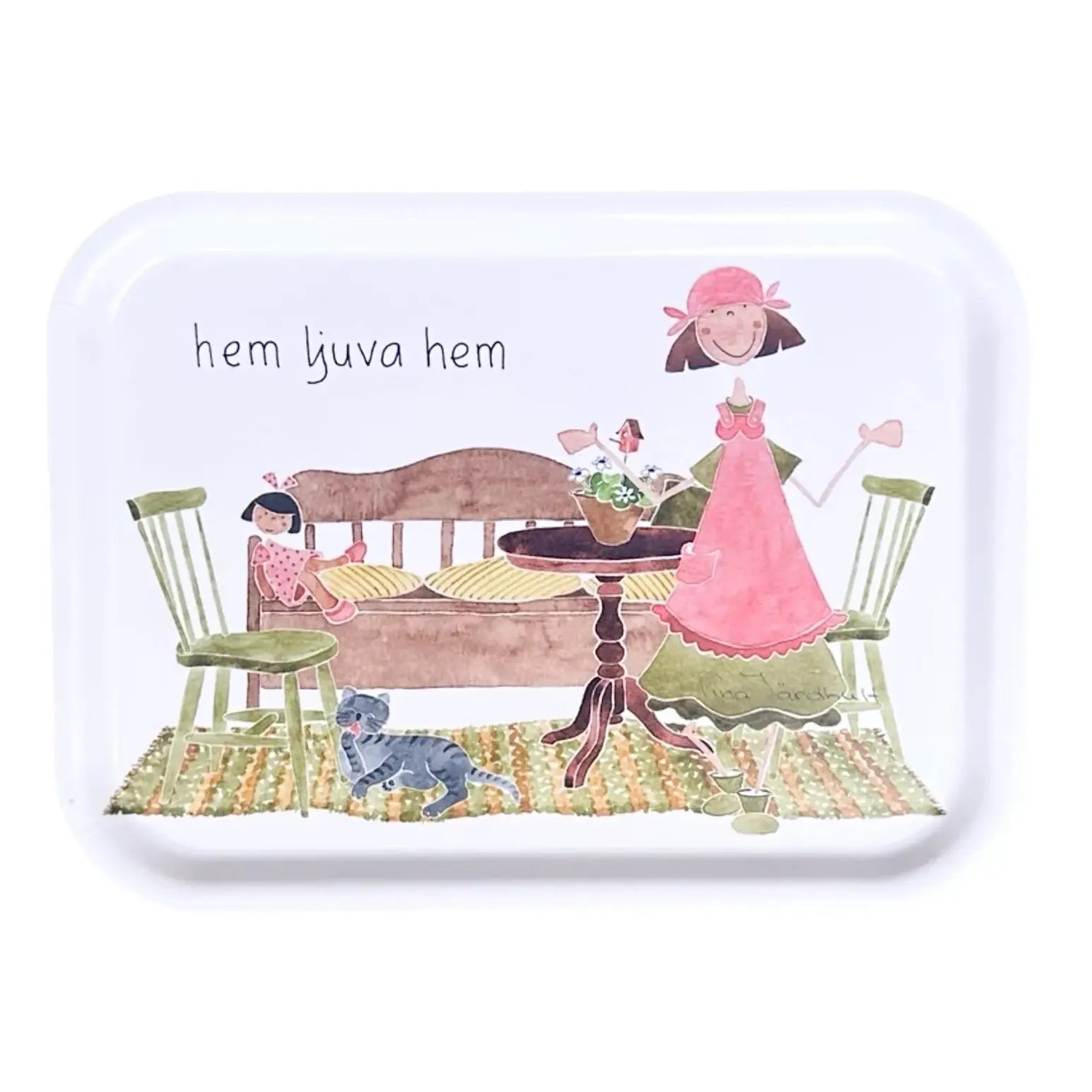 FRukostbricka med bild och text hem ljuva hem