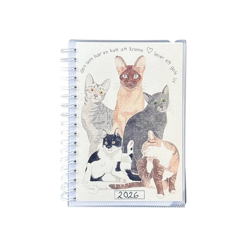 Skrivkalender A6 med katter på framsidan