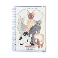 Skrivkalender 2026  A5 med illustrerad framsida katter