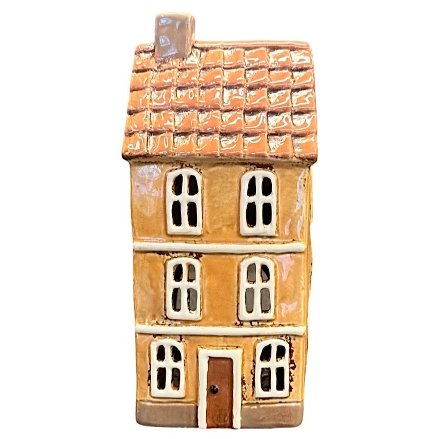 Keramikhus för ljus, gul 22 cm