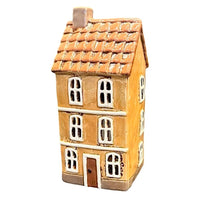 Keramikhus för ljus, gul 22 cm