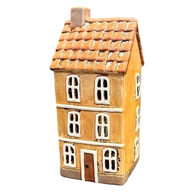 Keramikhus för ljus, gul 22 cm