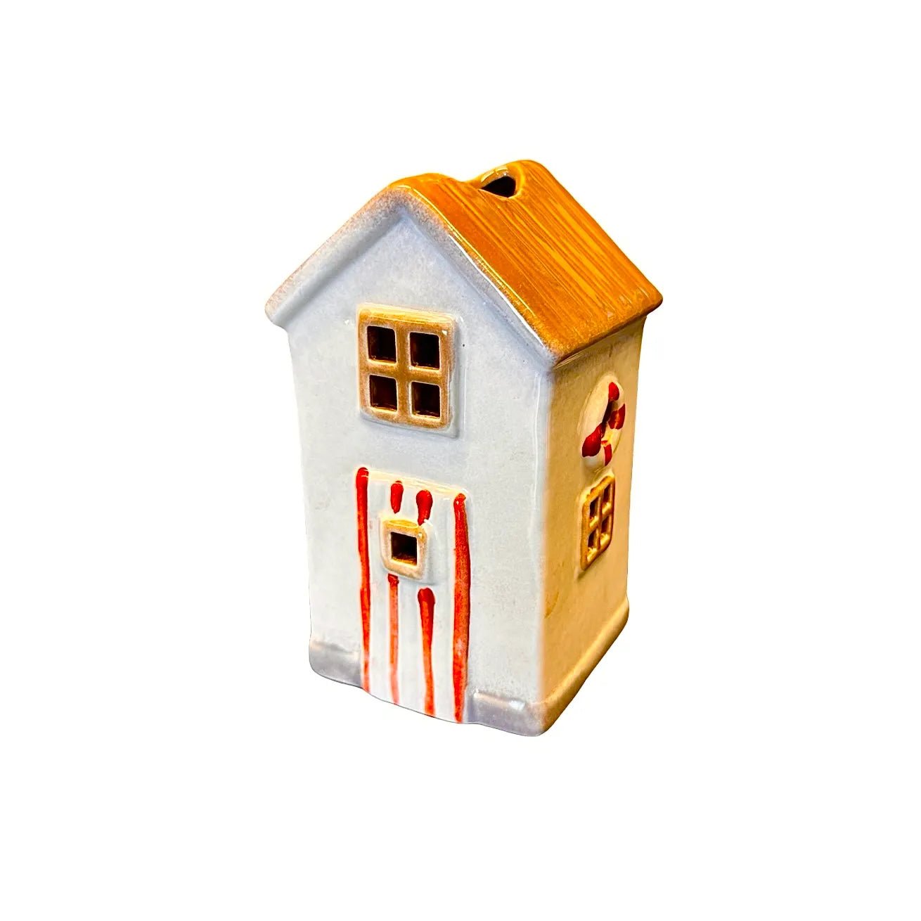 Keramikhus för ljus Sjöbod Beige, 14,5 cm