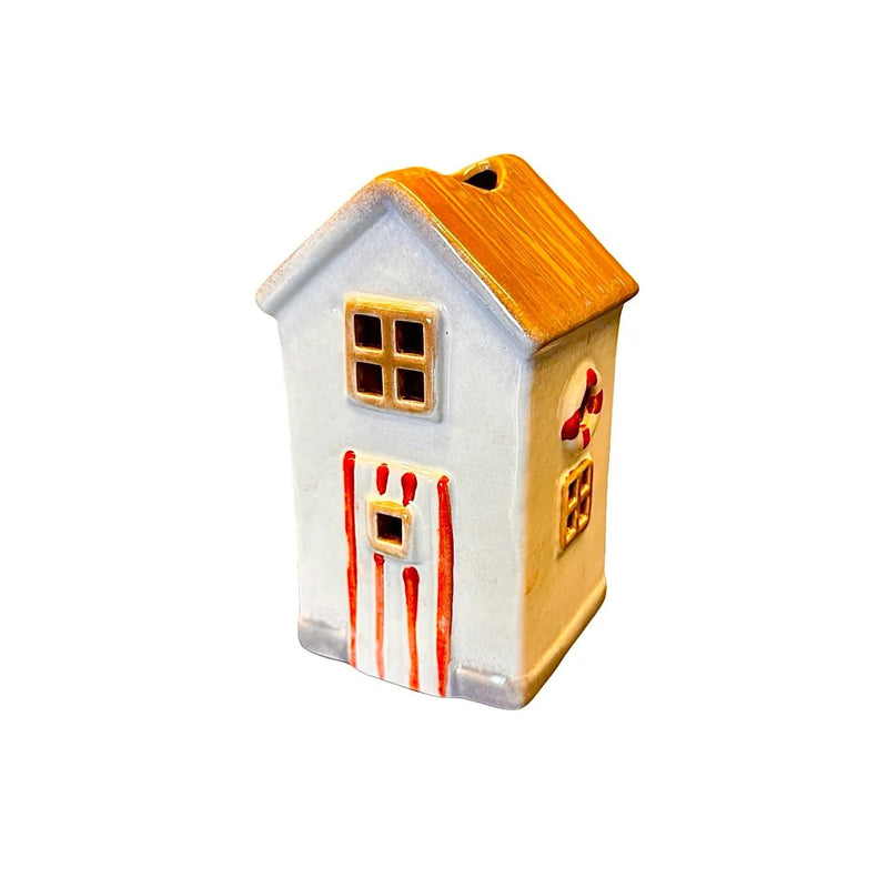 Keramikhus för ljus Sjöbod Beige, 14,5 cm