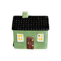 Keramikhus grönt med värmeljus