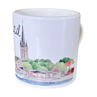Kaffemugg med motiv Mariestad från sidan