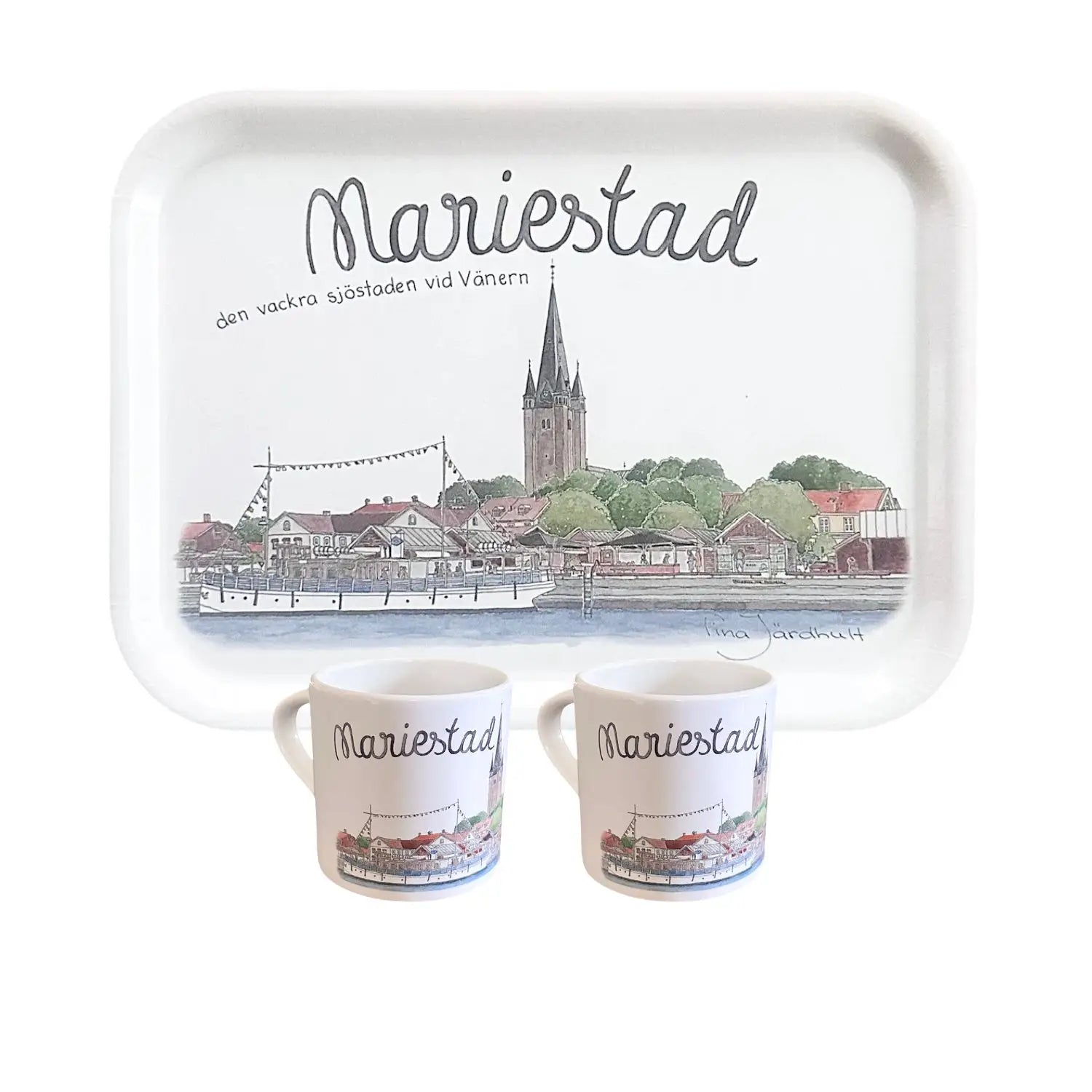 Mariestadspaket med frukostbricka och kaffekoppar