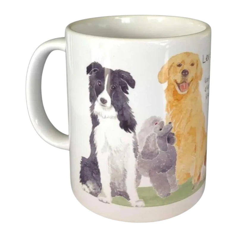 Mugg Hund vit porslinsmugg med hundar