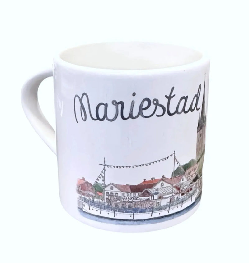 Kaffemugg med motiv hamnen Mariestad