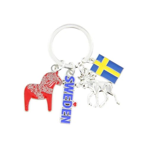 Nyckelring sweden,dalahäst,flagga,älg
