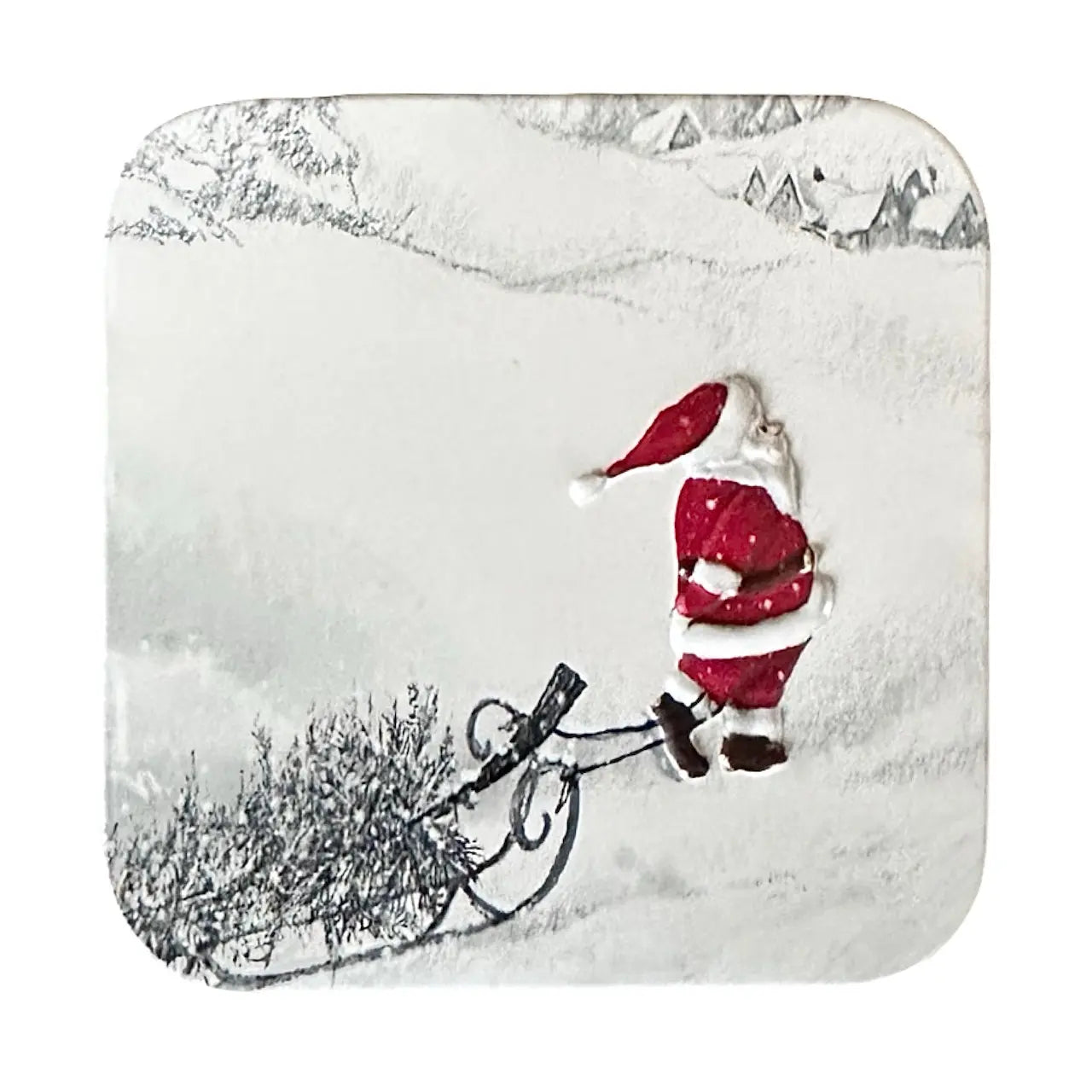 Plåtburk med vinter- och julmotiv – fin teburk ovansida