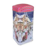 Plåtburk med julmotiv – röd och julig teburk, perfekt till julte 