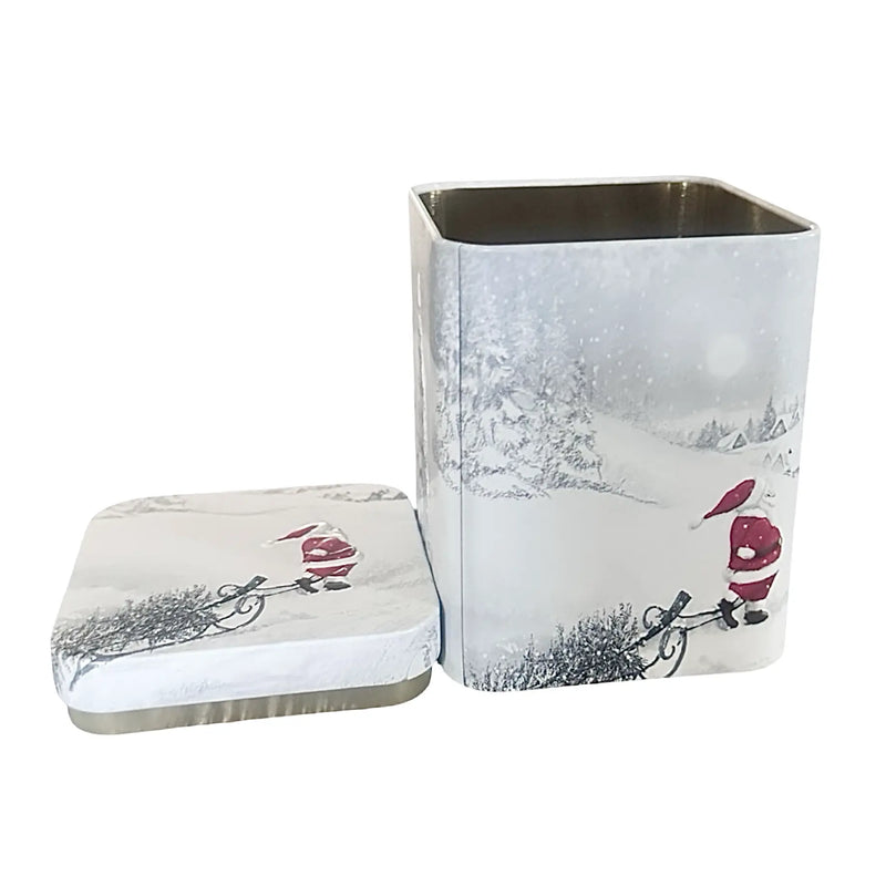 Plåtburk med vinter- och julmotiv – fin teburk