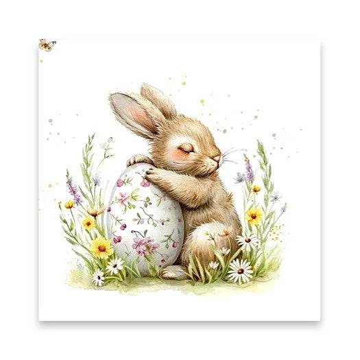 Servett med kanin och påskägg