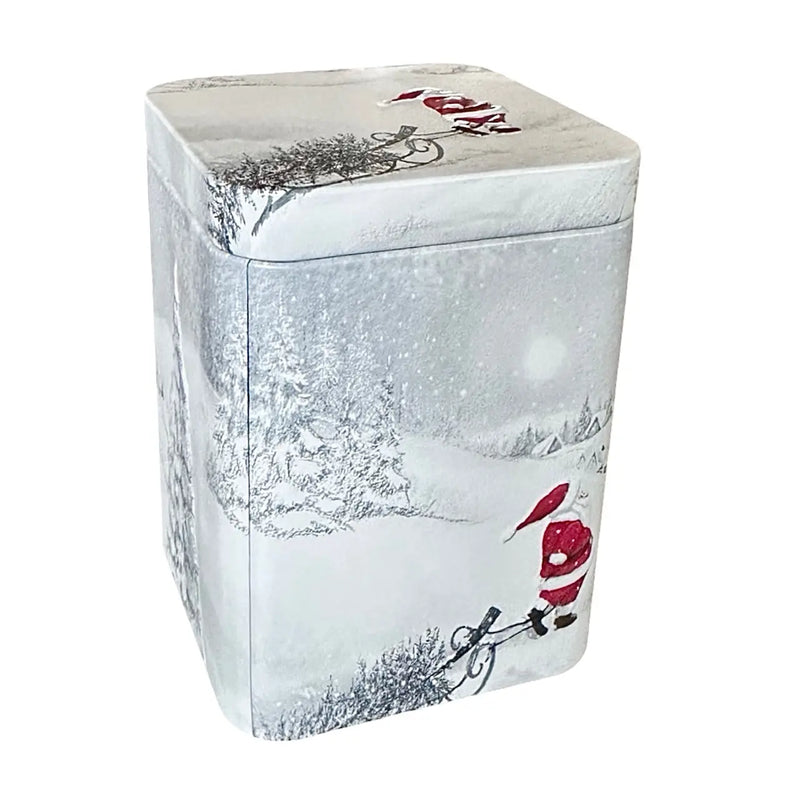 Plåtburk med vinter- och julmotiv – fin teburk